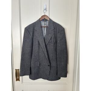 Vintage Pendleton Wool Plaid Tweed Blazer Mens Size 46R Gray Black Classic